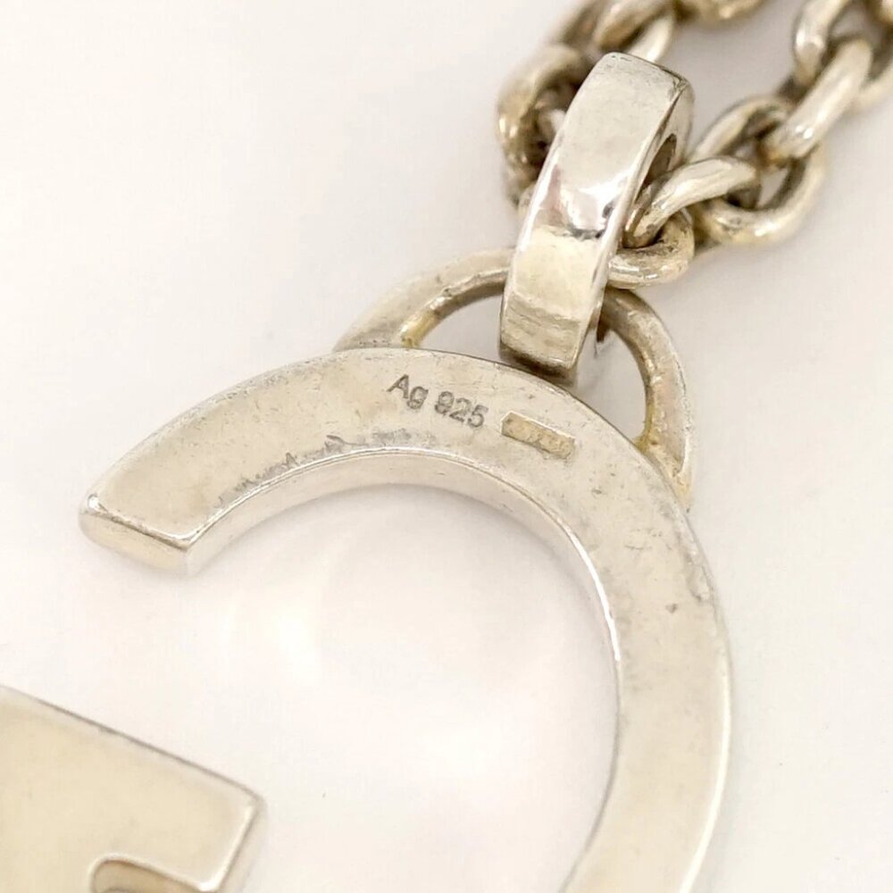 GUCCI G Logo Pendant Necklace 18" Silver 925 Auth w/Bag #22904 - Picture 9 of 9